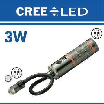 B62B Double Magnetic Rechargeable 3W LED Torch Flexible Snake Torch Flashlight Work Light suite for Small Space