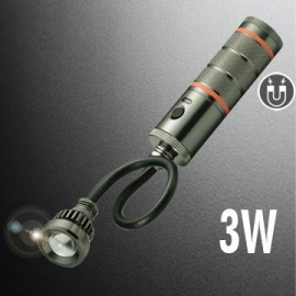 A62A 3W LED Torch Flexible Snake Torch Flashlight Work Light with Magnetic Base