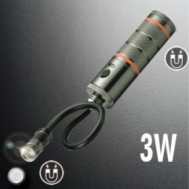 A62B Double magnetic 3W LED flexible snake flashlight work light
